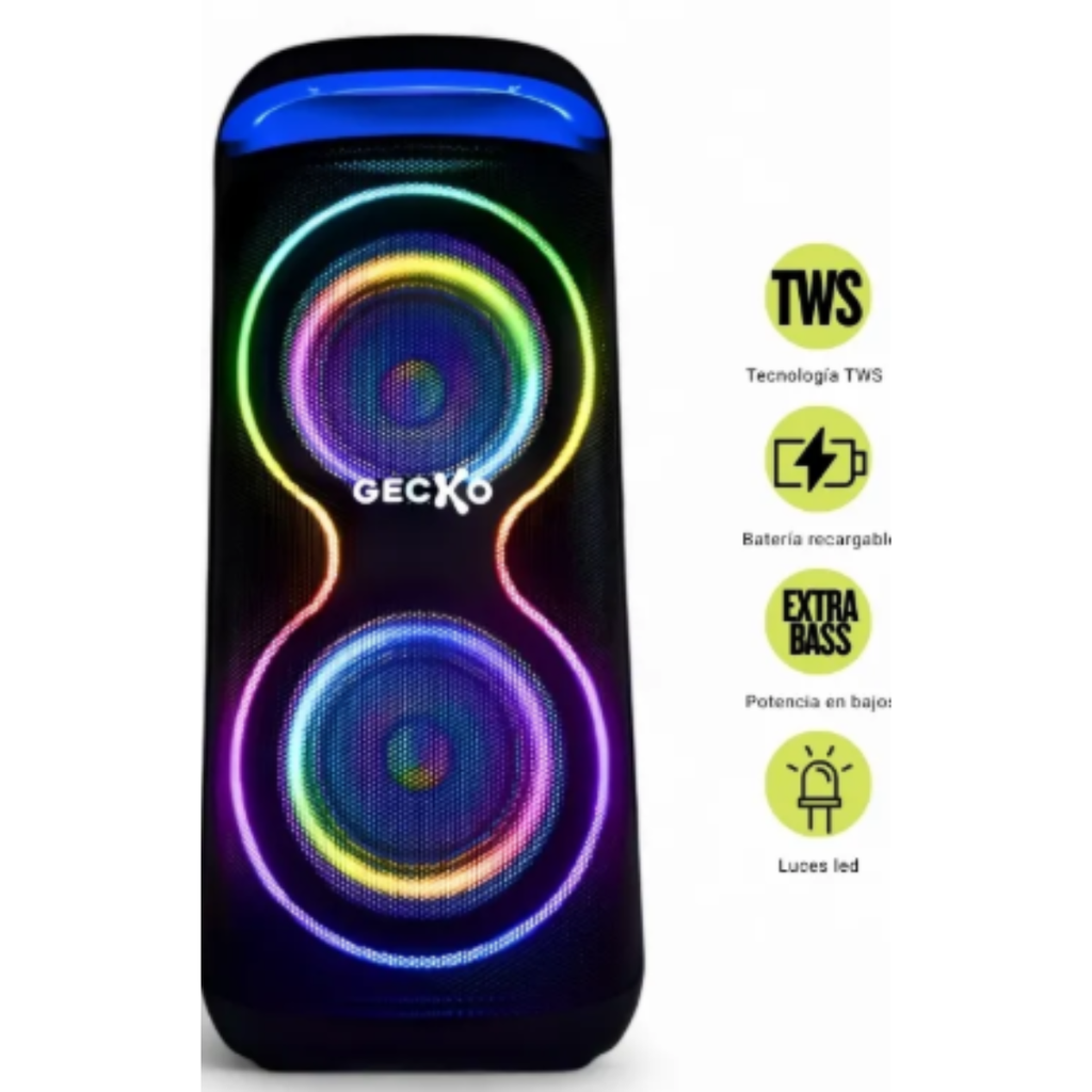 BOCINA BAFLE SONIDO 24.21″ X 11.57″ GECKO 10 000W C/PANEL ILUMINADO